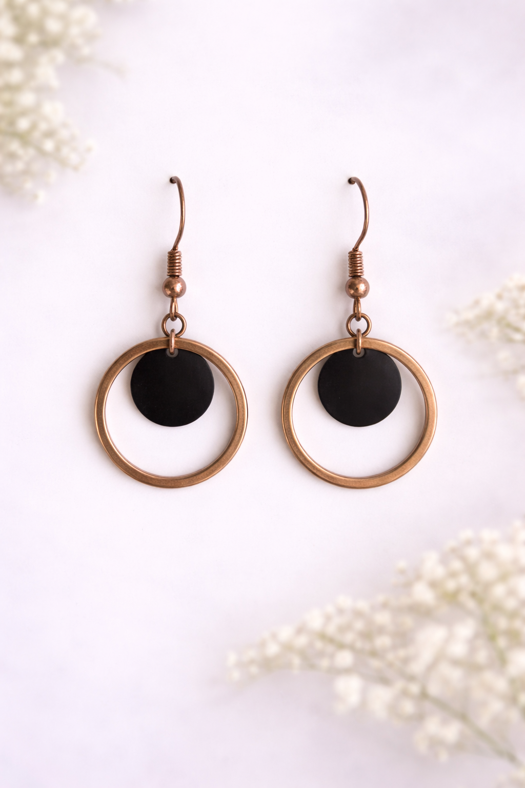 Oorbellen “rose gold & black”