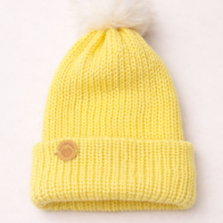 Muts met pompon yellow